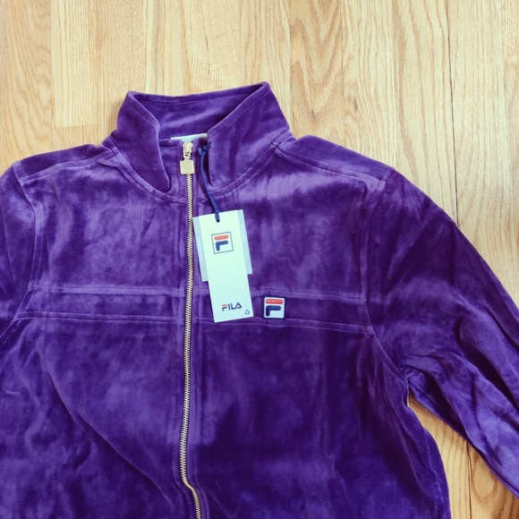 Fila Men's Velour Sweatsuit Tracksuit Purple Velvet Set Size 2XL NWT - Picture 8 of 12